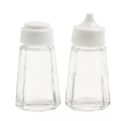 Buy Clear Glass Salt And Pepper Shakers Pots Dispensers Cruet Jars Set Plastic Lid • 6.20£