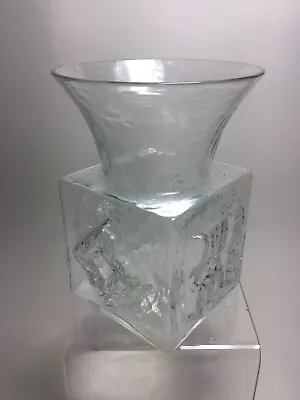 Buy A Vintage 1960's Dartington Flint Clear Glass Vase Designed By Frank Thrower • 15£
