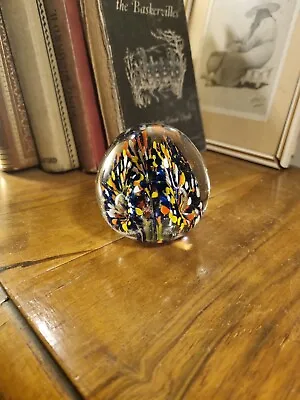 Buy Lovely Dome Shaped Blue Red White Yellow 3 Confetti Flower Style Paperweight • 14.99£