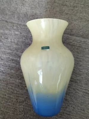 Buy Vintage Caithness Glass Yellow Blue Heavy Vase VGC Scotland Handcrafted Sticker • 10£