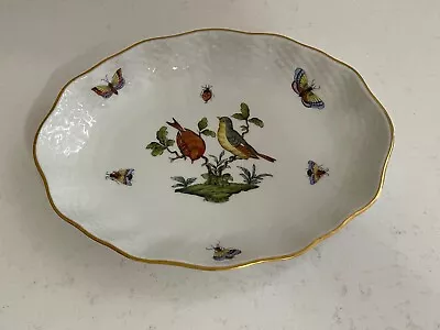 Buy Vintage Herend Hungary Hand Painted Porcelain Rothschild Bird Pattern Oval Dish • 108.93£