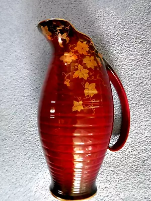 Buy Large Crown Devon Fieldings Rouge Royale Lustre Vase / Jug 27cm • 16£