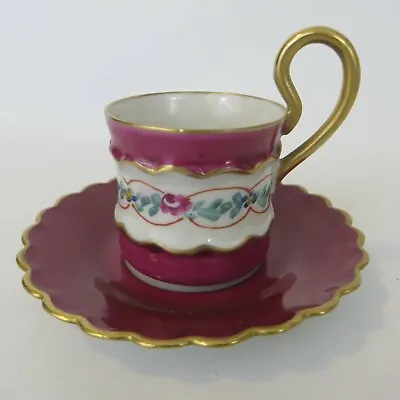 Buy Dainty Imperial France Marked Porcelain Cup & Saucer Set RARE Burgundy Color • 24.02£