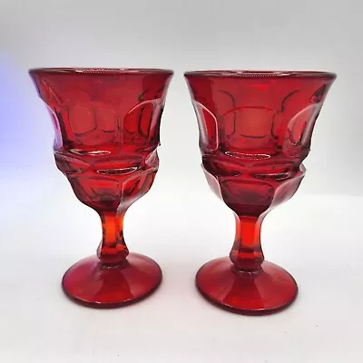 Buy 2 Vintage Fostoria Argus Ruby Red Wine Glasses 4 7/8  Tall Amberina  • 15.30£