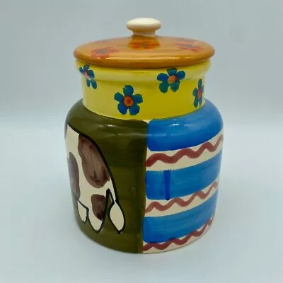 Buy ITALIAN POTTERY COOKIE JAR Biscuit Barrell Cow Design Ceramic Storage Jar • 14.95£