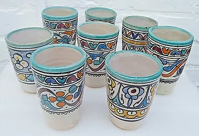 Buy Hand Painted Ceramic Tooth Brush Beaker Multi Colour * Fes Pottery * Rustic • 8.99£