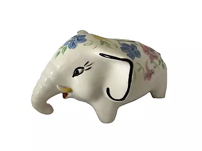 Buy Vintage - Elephant Hand Painted Piggy Bank Flowers - Arthur Wood - FREE POSTAGE • 13.50£