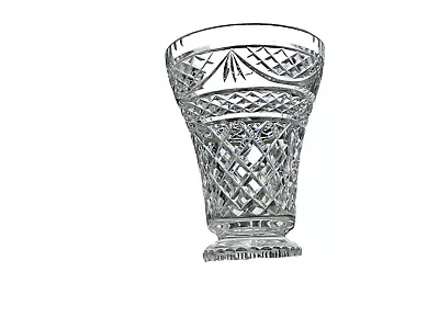 Buy Vintage Crystal Heavy Cut Glass Trumpet Tulip Wide Pedestal Flower Vase • 34.99£