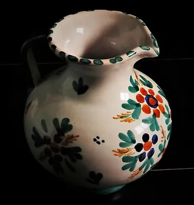 Buy Spanish Flower Design Jug / Pottery Talavera With Makers Initials Used Very Good • 12.99£