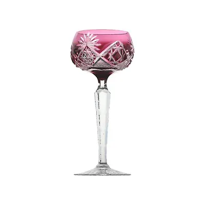 Buy VAL St LAMBERT Crystal - 3269/17 Cut - Hock Wine Glass Cranberry - Signed • 79.99£
