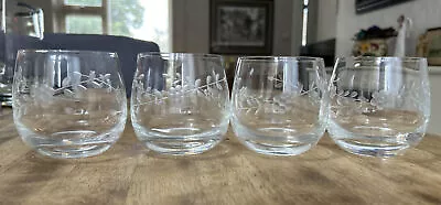 Buy 4 X Flower Engraved Crystal Tumblers Whisky Glasses Hand Made 8cm Tall X 7cm Dia • 12£