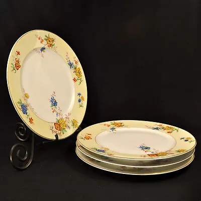 Buy Limoges Bernardaud B&Co 4 Dinner Plates 10 5/8  Riviera 1914-1930's Floral Gold • 189.73£