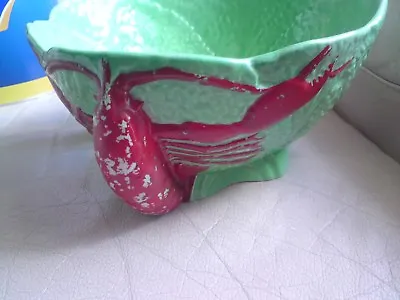 Buy Rare Maling Bowl  Hand Painted Large Lobster On Cabbage Leaf,see-below. • 35.99£