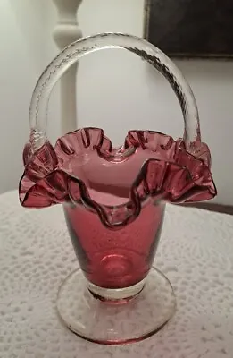 Buy Cranberry Glass Posy Basket • 12£