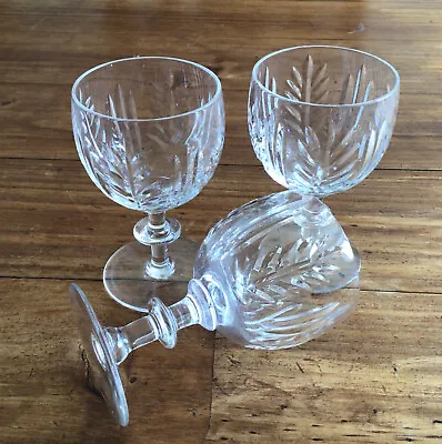 Buy 3 Vintage Cut Glass Crystal Small Wine / Port / Sherry Glasses Good Quality • 15£