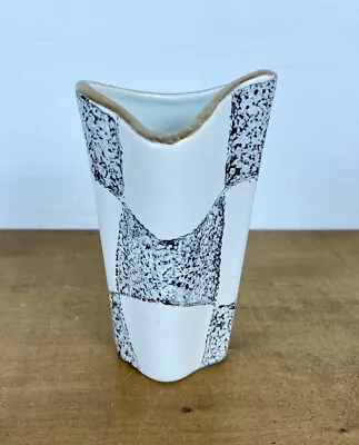 Buy Vintage Foreign MCM Sculptural Small Vase Black White Gold 4.5 Inches Tall • 9.99£