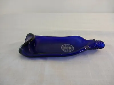 Buy Flattened Dark Blue Glass Bottle Small Mini Decorative Tray Home Kitchen Decor • 14.95£