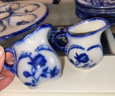 Buy Pair Of Small Victoria Ware Ironstone  FLOW BLUE  Floral Design Serving Jug • 13.50£