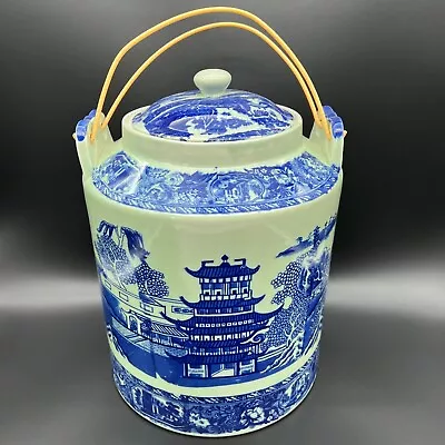Buy Antique Victoria Ware Ironstone Flow Blue Tea Ginger Jar Large Canister 15  Tall • 117.92£
