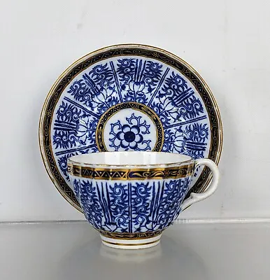 Buy Antique Coalport Salopian English China Porcelain Cup & Saucer Blue Gilt C1870 • 49.95£