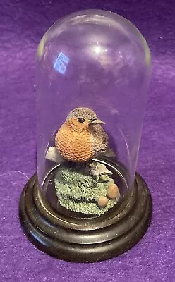 Buy Small Glass Domed Ceramic Figurine Robin Bird 4¾ Ins Tall By Country Artists • 12.99£