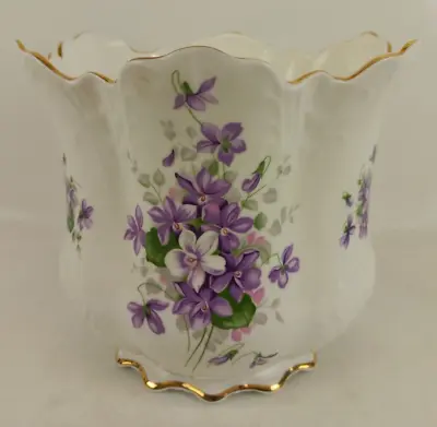 Buy Aynsley Bone China Made In England  Wild Violets  Bowl Approx.16 Cm Tall Unboxed • 15£
