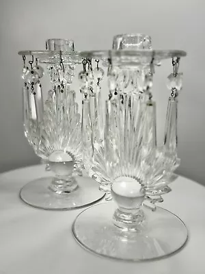 Buy EUC Matching Sunburst Crystal Glass Candle Holders Candlestick Holders • 134.26£