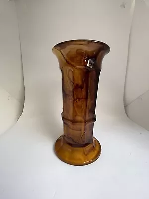 Buy George Davidson Art Deco Amber Cloud Glass Column Vase C.1930 • 65£