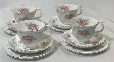 Buy Tranquility Royal Albert  4- Teacups & Saucers W/ Dessert Plates New Without Box • 120.53£