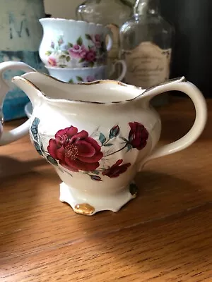 Buy Pretty Vintage Sadler Jug, Cottage Creamy White With Roses And Gold Gilt, C1937+ • 8£