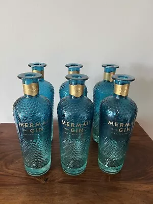 Buy 💙6 X Mermaid Gin Glass Bottles Blue Decorative Isle Of Wight💙 • 49£