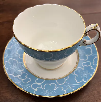 Buy Vintage Cauldon Bone China Teacup And Saucer Blue White Flower England (C24) • 17.83£
