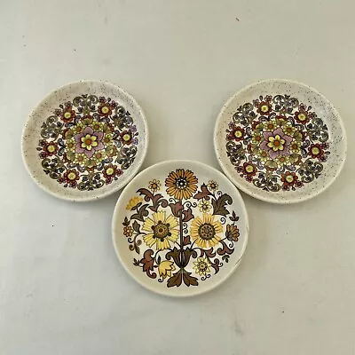 Buy Vintage 1960's Palissy Royal Worcester Pin Trinket Dishes X 3 Floral Tan & Brown • 12.99£