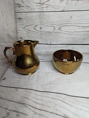 Buy Harvest Ware Wade Pitcher Creamer Sugar Bowl Copper Luster Made In England  • 13.90£