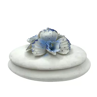 Buy Blue Floral Small Oval Capodimonte Porcelain Trinket Pill Box Pot Collectable • 9.99£