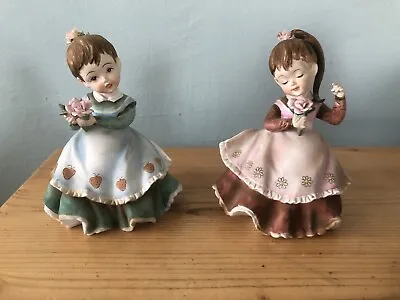 Buy Beautiful Vintage 2x Ceramic Figurines/collectable Girls/FlowersOrnaments  • 25£