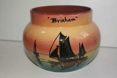 Buy A Lovely Torquay Pottery Motto Ware Bulbous Bowl/vase? With Sailing Boat Design. • 12.99£