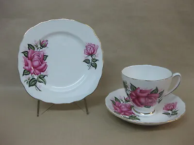 Buy Vintage Colclough China Trio ~ Pink Roses ~ Tea Cup Saucer & Plate ~ Bone China • 9.99£
