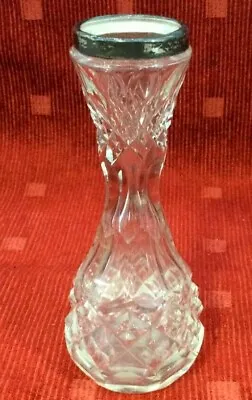 Buy Vintage Lead Crystal Bud/Posy Flower Vase With Silver Rim • 14.99£