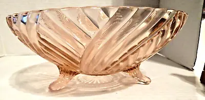 Buy Vintage Anchor Hocking Pink Depression Glass Swirl Pattern 3-Footed Bowl • 9.61£