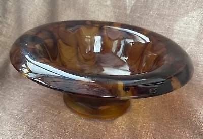 Buy Vintage Golden Brown Cloud Glass Bowl 9 Inch Diameter • 10£