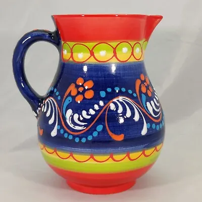 Buy Colorful Del Rio Salado Ceramic Pitcher Made In Spain 3D Hand Painted 32 Oz 6  • 11.90£