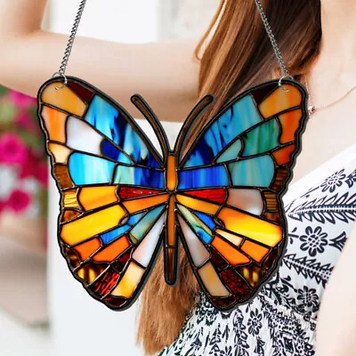 Buy Butterfly Stained Glass Window Hanging Suncatcher For Decoration And Gifts-EM • 13.65£