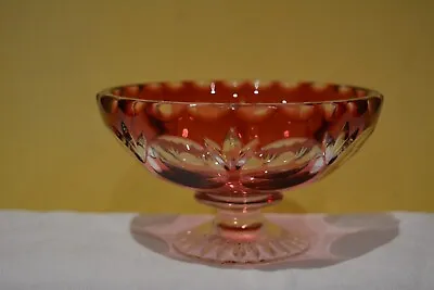 Buy Vintage Cranberry Cut Glass Bonbon/trinket Dish • 20£