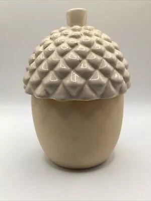 Buy Acorn Ceramic Stoneware Two Texture Pot And Lid Storage Trinket Home Decor • 8.99£
