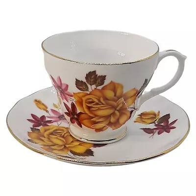 Buy Vintage Duchess Bone China England Tea Cup & Saucer Set Golden Yellow Roses • 19.88£
