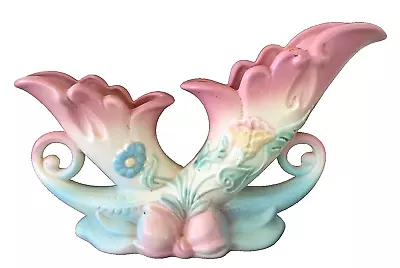 Buy Vintage MCM Hull Art Pottery Bow Knot Double Cornucopia Vase B-13-13” • 93.98£