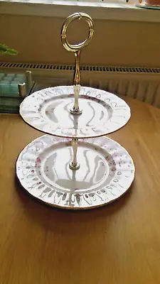 Buy Paragon Victoriana Rose Fine Bone China Two Tier Cake Stand In Excellent Cond. • 15£