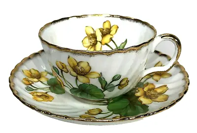 Buy Vintage ADDERLEY Teacup & Saucer Floral Yellow Flowers Fine Bone China England • 35.19£