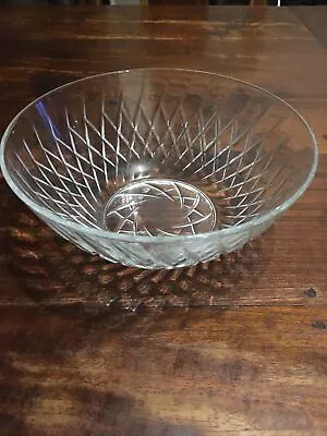 Buy French Glass Fruit Trifle Salad Serving Bowl Dish Etched Patterned Glass • 4.99£
